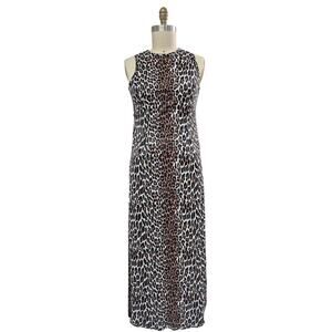 VTg Retro 60s Vanity Fair All Nylon Animal Leopard Print Maxi Nightgown Sz M